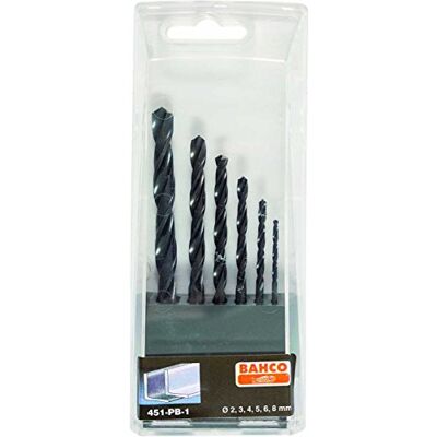 Bahco HSS, Set di punte per trapano, 6 pezzi, non Ø = 2 – 8 mm (7 mm), Kunstst.Laser Bahco HSS, Set di punte per trapano, 6 pezzi, non Ø = 2 – 8 mm (7 mm), Kunstst.Laser