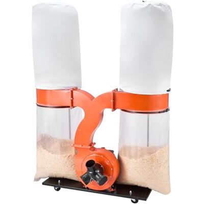 VEVOR Filtro Collettore di Polvere a Cono Vortex da 1550 CFM 2,5 micron, Sistema di Raccolta da 3,0 CV con Due Sacchi Raccoglipolvere Due Sacchi Filtranti, 2800 giri/min, Lavorazione del Legno VEVOR Filtro Collettore di Polvere a Cono Vortex da 1550 CFM 2,5 micron, Sistema di Raccolta da 3,0 CV con Due Sacchi Raccoglipolvere Due Sacchi Filtranti, 2800 giri/min, Lavorazione del Legno