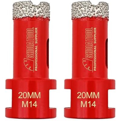 SHDIATOOL Punta per Trapano Diamantata 2 Pezzi 20mm Vacuum Brasato Foretto Diamantato per Porcellana Piastrella Granito Marmo Taglio a Secco SHDIATOOL Punta per Trapano Diamantata 2 Pezzi 20mm Vacuum Brasato Foretto Diamantato per Porcellana Piastrella Granito Marmo Taglio a Secco