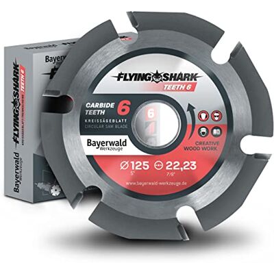 Bayerwald Werkzeuge Bayerwald Flying Shark Ø125 mm (6 denti) Lama per smerigliatrice angolare (Flex, Bosch ecc.) – Disco di fresatura per intagliare e saltare – perfetto disco da taglio Bayerwald Werkzeuge Bayerwald Flying Shark Ø125 mm (6 denti) Lama per smerigliatrice angolare (Flex, Bosch ecc.) – Disco di fresatura per intagliare e saltare – perfetto disco da taglio