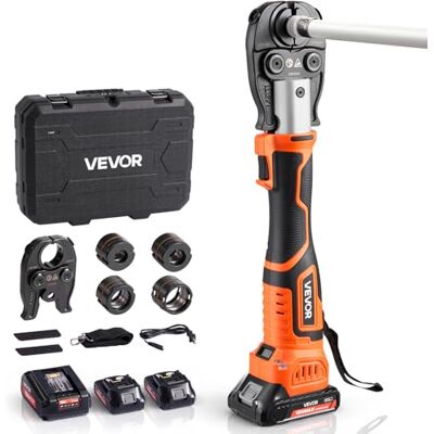 VEVOR Pinza Crimpatrice con Capricorda, Pinza Crimpatrice Elettrica da 18 V per Tubi in PEX e Alluminio-Plastica, con Ganasce TH16 TH20 TH26 TH32, 2 Batterie da 2 AH, Caricabatterie Rapido VEVOR Pinza Crimpatrice con Capricorda, Pinza Crimpatrice Elettrica da 18 V per Tubi in PEX e Alluminio-Plastica, con Ganasce TH16 TH20 TH26 TH32, 2 Batterie da 2 AH, Caricabatterie Rapido