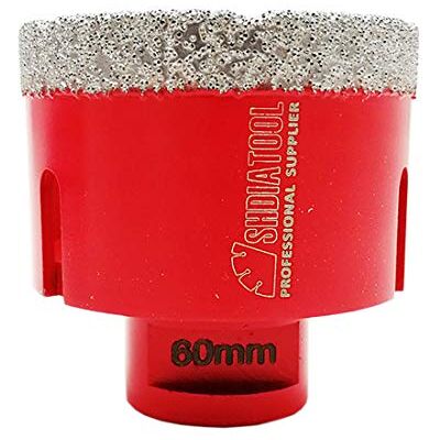 SHDIATOOL Punta per Trapano Diamantata 60mm Vacuum Brasato Foretto Diamantato per Porcellana Piastrella Granito Marmo Taglio a Secco SHDIATOOL Punta per Trapano Diamantata 60mm Vacuum Brasato Foretto Diamantato per Porcellana Piastrella Granito Marmo Taglio a Secco