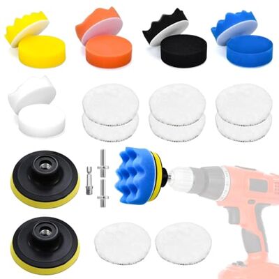 JOYSAL kit lucidatura auto, Set di 23 spugne per lucidatur, tampone lucidatura auto 80mm, Kit di lucidatura per ceretta lucidatura con Adattatore per Trapano e Cuscinetti per Ceretta in Lana JOYSAL kit lucidatura auto, Set di 23 spugne per lucidatur, tampone lucidatura auto 80mm, Kit di lucidatura per ceretta lucidatura con Adattatore per Trapano e Cuscinetti per Ceretta in Lana