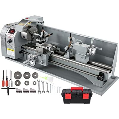 VEVOR Mini Tornio per Metallo, 1100 W 220 V Diametro Mandrino 125 mm Letto Oscillante 220 mm Tornio in Metallo Monofase per Varie Attività di Lavorazione Come Tornitura, Foratura, Filettatura e Taglio VEVOR Mini Tornio per Metallo, 1100 W 220 V Diametro Mandrino 125 mm Letto Oscillante 220 mm Tornio in Metallo Monofase per Varie Attività di Lavorazione Come Tornitura, Foratura, Filettatura e Taglio