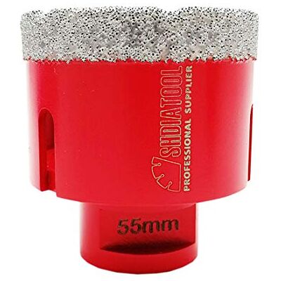 SHDIATOOL Punta per Trapano Diamantata 55mm Vacuum Brasato Foretto Diamantato per Porcellana Piastrella Granito Marmo Taglio a Secco SHDIATOOL Punta per Trapano Diamantata 55mm Vacuum Brasato Foretto Diamantato per Porcellana Piastrella Granito Marmo Taglio a Secco