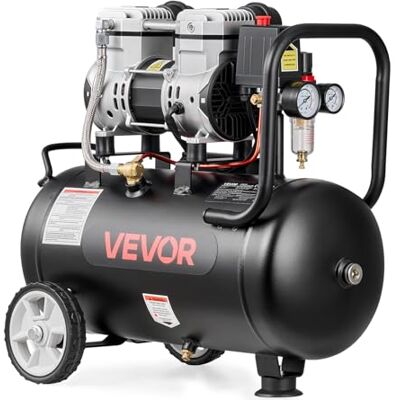 VEVOR Compressore d'Aria 24 L, 1,1 kW, Senza Olio, Portata 68 L/min, Pressione Massima 8 Bar, Compatto e Portatile su Ruote, per Officina, Gonfiaggio Pneumatici, Verniciatura e Lavorazione del Legno VEVOR Compressore d'Aria 24 L, 1,1 kW, Senza Olio, Portata 68 L/min, Pressione Massima 8 Bar, Compatto e Portatile su Ruote, per Officina, Gonfiaggio Pneumatici, Verniciatura e Lavorazione del Legno