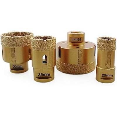 SHDIATOOL Set di Punta per Trapano Diamantata 4 Pezzi 25/35/50/68mm Vacuum Brasato Foretto diamantato con Filettatura M14 per Porcellana Piastrella Granito Marmo Taglio a Secco SHDIATOOL Set di Punta per Trapano Diamantata 4 Pezzi 25/35/50/68mm Vacuum Brasato Foretto diamantato con Filettatura M14 per Porcellana Piastrella Granito Marmo Taglio a Secco
