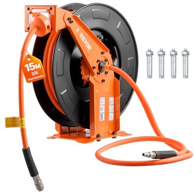 VEVOR Bobina Pneumatica per Tubo Aria Compressa Tubo Flessibile per Aria Compressa Ibrido da 15 m x 9,5 mm, Massimo 300 PSI, con Riavvolgimento Automatico e Cavo da 1,52 m, Braccio Doppio in Acciaio VEVOR Bobina Pneumatica per Tubo Aria Compressa Tubo Flessibile per Aria Compressa Ibrido da 15 m x 9,5 mm, Massimo 300 PSI, con Riavvolgimento Automatico e Cavo da 1,52 m, Braccio Doppio in Acciaio