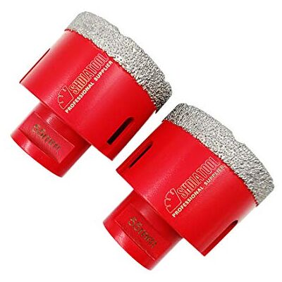 SHDIATOOL Punta per Trapano Diamantata 2 Pezzi 55mm Vacuum Brasato Foretto Diamantato per Porcellana Piastrella Granito Marmo Taglio a Secco SHDIATOOL Punta per Trapano Diamantata 2 Pezzi 55mm Vacuum Brasato Foretto Diamantato per Porcellana Piastrella Granito Marmo Taglio a Secco