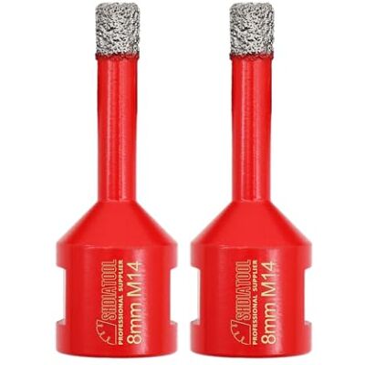 SHDIATOOL Punta per Trapano Diamantata 2 Pezzi 8mm per Gres Filettatura M14 Tazza per Piastrelle Vacuum Brasato Foretto Diamantato per Porcellana Granito Ceramica Marmo Taglio a Secco per Flex SHDIATOOL Punta per Trapano Diamantata 2 Pezzi 8mm per Gres Filettatura M14 Tazza per Piastrelle Vacuum Brasato Foretto Diamantato per Porcellana Granito Ceramica Marmo Taglio a Secco per Flex