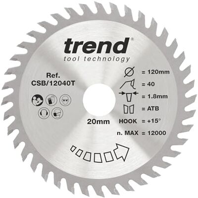 Lama da sega Trend TCT senza filo - 120mm, 40 denti - Legno Lama da sega Trend TCT senza filo - 120mm, 40 denti - Legno