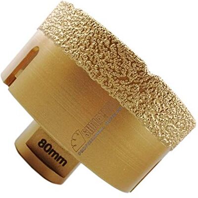 SHDIATOOL Punta per Trapano Diamantata 80mm Vacuum Brasato Foretto Diamantato con Filettatura M14 per Porcellana Piastrella Granito Marmo Taglio a Secco SHDIATOOL Punta per Trapano Diamantata 80mm Vacuum Brasato Foretto Diamantato con Filettatura M14 per Porcellana Piastrella Granito Marmo Taglio a Secco