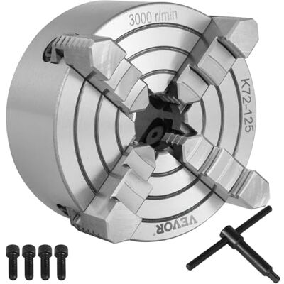 VEVOR Mophorn Mandrino per Tornio Indipendente a 4 Griffe K72-125 5 Pollici 125 mm Mandibola Reversibile per Metallo Accessori per Macchina VEVOR Mophorn Mandrino per Tornio Indipendente a 4 Griffe K72-125 5 Pollici 125 mm Mandibola Reversibile per Metallo Accessori per Macchina