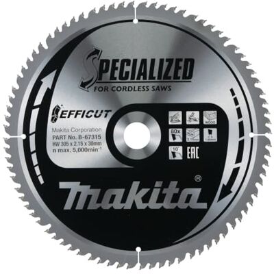 Makita Lama Sega Circolare Specialized 305x30mm 80T Alluminio Makita Lama Sega Circolare Specialized 305x30mm 80T Alluminio