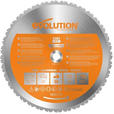 Evolution Power Tools - Lama Multiuso Rage Lama con Punte al Carburo di Tungsteno 355mm Evolution Power Tools - Lama Multiuso Rage Lama con Punte al Carburo di Tungsteno 355mm