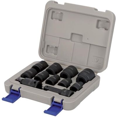 IRIMO Juego de 11 vasos hexagonales de impacto de 1/2", en caja de plástico IRIMO Juego de 11 vasos hexagonales de impacto de 1/2", en caja de plástico