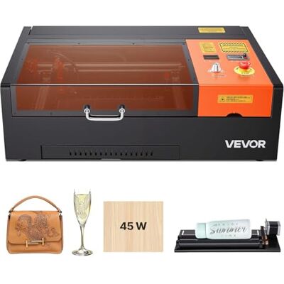 VEVOR Macchina per Incisione Laser CO2 da 45 W Taglierina per Incisione Laser CO2 da Tavolo con Asse Rotante, Macchina per Incisione Compatibile con LightBurn CorelDRAW GRBL, Legno, Acrilico, Vetro VEVOR Macchina per Incisione Laser CO2 da 45 W Taglierina per Incisione Laser CO2 da Tavolo con Asse Rotante, Macchina per Incisione Compatibile con LightBurn CorelDRAW GRBL, Legno, Acrilico, Vetro