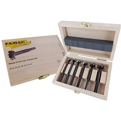 Famag Set di 6 punte Forstner in edizione Regno Unito: BORMAX 2, 12, 13, 16, 18, 20, 22 mm, di alta qualità, made in Germany in scatola di legno serie 1622.554, Famag Set di 6 punte Forstner in edizione Regno Unito: BORMAX 2, 12, 13, 16, 18, 20, 22 mm, di alta qualità, made in Germany in scatola di legno serie 1622.554,