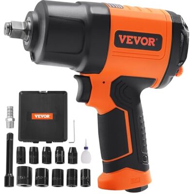 VEVOR Avvitatore ad impatto pneumatico da 1/2 pollice, coppia elevata fino a 1400 piedi-libbre, 4,6 libbre con set di bussole a percussione in acciaio CR-V 11 pezzi 1/2 pollice VEVOR Avvitatore ad impatto pneumatico da 1/2 pollice, coppia elevata fino a 1400 piedi-libbre, 4,6 libbre con set di bussole a percussione in acciaio CR-V 11 pezzi 1/2 pollice