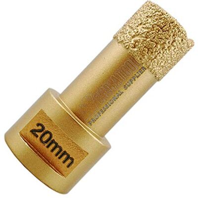 SHDIATOOL Punta diamantata per piastrelle con filettatura M14, sega a tazza diamantata a vuoto per porcellana, piastrelle, granito, marmo, foratura a secco, diametro 20 mm, altezza diamante: 15 mm SHDIATOOL Punta diamantata per piastrelle con filettatura M14, sega a tazza diamantata a vuoto per porcellana, piastrelle, granito, marmo, foratura a secco, diametro 20 mm, altezza diamante: 15 mm