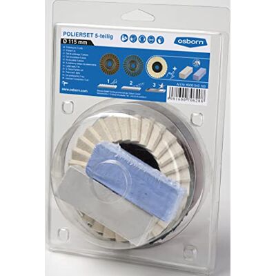 OSBORN 6900040 Lucidatura e lucidatura impostare i dischi di 115 mm (molatura approssimativa, la molatura fine, e la lucidatura e pasta lucidante) OSBORN 6900040 Lucidatura e lucidatura impostare i dischi di 115 mm (molatura approssimativa, la molatura fine, e la lucidatura e pasta lucidante)