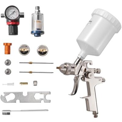 VEVOR Pistola a Spruzzo Pneumatica a Gravità LVLP 600mL con 3 Ugelli 1,3/1,4/1,7 mm, Kit di Spruzzatore ad Aria Compressa, Pistola per Verniciatura Pneumatica LVLP per Auto, Pareti VEVOR Pistola a Spruzzo Pneumatica a Gravità LVLP 600mL con 3 Ugelli 1,3/1,4/1,7 mm, Kit di Spruzzatore ad Aria Compressa, Pistola per Verniciatura Pneumatica LVLP per Auto, Pareti