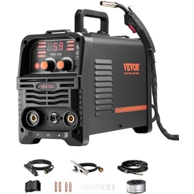 VEVOR Stazione Saldatura MIG Corrente Uscita 130 A, Saldatrice MIG Sinergica Portatile Multiprocesso Senza Gas Saldatrice MMA Lift TIG 3 in 1 Saldatrice con Tecnologia IGBT Inverter, Schermo Digitale VEVOR Stazione Saldatura MIG Corrente Uscita 130 A, Saldatrice MIG Sinergica Portatile Multiprocesso Senza Gas Saldatrice MMA Lift TIG 3 in 1 Saldatrice con Tecnologia IGBT Inverter, Schermo Digitale