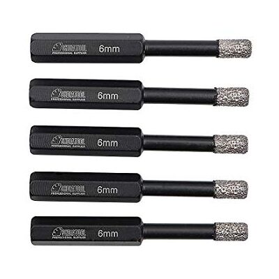 SHDIATOOL Punta per Secco Trapano Diamantata 5 Pezzi 6mm ad Attacco Esagonale per Porcellana Piastrella Ceramica Marmo SHDIATOOL Punta per Secco Trapano Diamantata 5 Pezzi 6mm ad Attacco Esagonale per Porcellana Piastrella Ceramica Marmo