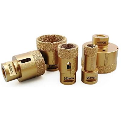 SHDIATOOL Set di Punta per Trapano Diamantata 5 Pezzi 20/32/45/55/68mm Vacuum Brasato Foretto Diamantato con Filettatura M14 per Porcellana Piastrella Granito Marmo Taglio a Secco SHDIATOOL Set di Punta per Trapano Diamantata 5 Pezzi 20/32/45/55/68mm Vacuum Brasato Foretto Diamantato con Filettatura M14 per Porcellana Piastrella Granito Marmo Taglio a Secco