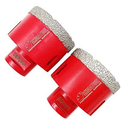 SHDIATOOL Punta per Trapano Diamantata 2 Pezzi 60mm Vacuum Brasato Foretto Diamantato per Porcellana Piastrella Granito Marmo Taglio a Secco SHDIATOOL Punta per Trapano Diamantata 2 Pezzi 60mm Vacuum Brasato Foretto Diamantato per Porcellana Piastrella Granito Marmo Taglio a Secco