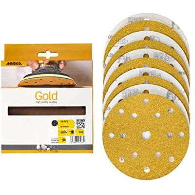Carta abrasiva universale MIRKA Ø 150 mm - Disco di carteggiatura con 15 fori P60 Carta abrasiva universale MIRKA Ø 150 mm - Disco di carteggiatura con 15 fori P60