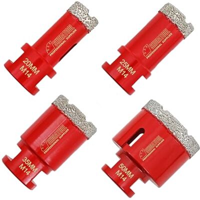 SHDIATOOL Set di Punta per Trapano Diamantata 4 Pezzi 20/25/35/50mm Vacuum Brasato Foretto Diamantato per Porcellana Piastrella Granito Marmo Taglio a Secco SHDIATOOL Set di Punta per Trapano Diamantata 4 Pezzi 20/25/35/50mm Vacuum Brasato Foretto Diamantato per Porcellana Piastrella Granito Marmo Taglio a Secco