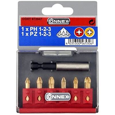 CONNEX Bits - Set di punte universali con magnete, Rivestimento diamantato CONNEX Bits - Set di punte universali con magnete, Rivestimento diamantato
