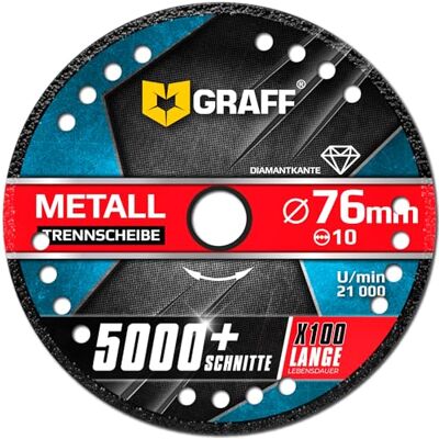 GRAFF Disco da Taglio per Smerigliatrice Diritta e Mini Smerigliatrice Angolare foro 10mm Disco Flessibile per Metallo a Parete Sottile Tubi e Profili in Metallo Ferro 76mm GRAFF Disco da Taglio per Smerigliatrice Diritta e Mini Smerigliatrice Angolare foro 10mm Disco Flessibile per Metallo a Parete Sottile Tubi e Profili in Metallo Ferro 76mm