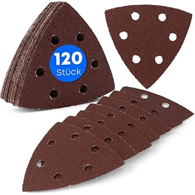haerd group 120 pezzi/triangoli delta/6 fori/93 x 93 x 93 mm/20 x grana 40-60 80-120 180-240 / per levigatrice a delta, fogli abrasivi/tamponi abrasivi triangolari/carta vetrata haerd group 120 pezzi/triangoli delta/6 fori/93 x 93 x 93 mm/20 x grana 40-60 80-120 180-240 / per levigatrice a delta, fogli abrasivi/tamponi abrasivi triangolari/carta vetrata