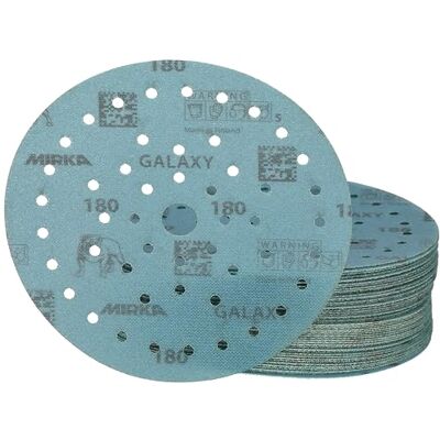Mirka Galaxy carta abrasiva epossidica 150mm a strappo grana 180 per la levigatura di resina epossidica, legno, epossidica, rivertable / 50 pz. dischi abrasivi Mirka Galaxy carta abrasiva epossidica 150mm a strappo grana 180 per la levigatura di resina epossidica, legno, epossidica, rivertable / 50 pz. dischi abrasivi