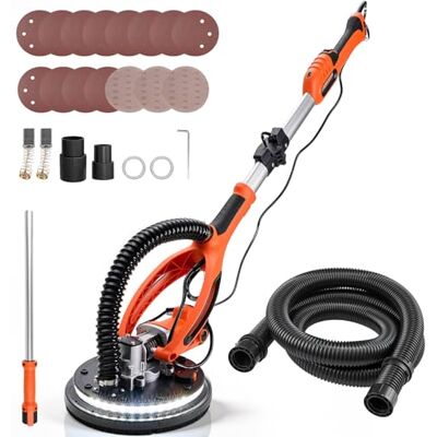 VEVOR Levigatrice Cartongesso per Pareti Levigatrice Elettrica a Disco per Cartongesso 850 W, Strumento per Levigatura Soffitti Pareti 5 Velocità Variabili 800-1700 giri/min, Manico Estensibile VEVOR Levigatrice Cartongesso per Pareti Levigatrice Elettrica a Disco per Cartongesso 850 W, Strumento per Levigatura Soffitti Pareti 5 Velocità Variabili 800-1700 giri/min, Manico Estensibile
