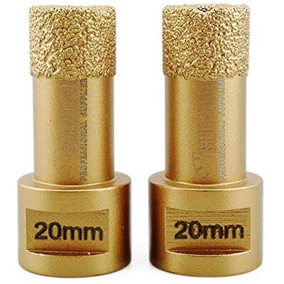 SHDIATOOL Punta diamantata, 2 pezzi, 20 mm, sega a tazza M14, filettatura per piastrelle in porcellana, ceramica, granito, marmo, trapano a secco SHDIATOOL Punta diamantata, 2 pezzi, 20 mm, sega a tazza M14, filettatura per piastrelle in porcellana, ceramica, granito, marmo, trapano a secco