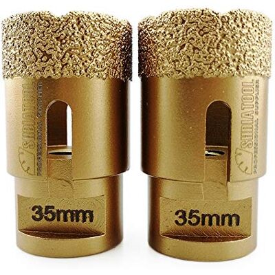 SHDIATOOL Punta diamantata, 2 pezzi, 35 mm, sega a tazza M14, filettatura per piastrelle in porcellana, ceramica, granito, marmo, trapano a secco SHDIATOOL Punta diamantata, 2 pezzi, 35 mm, sega a tazza M14, filettatura per piastrelle in porcellana, ceramica, granito, marmo, trapano a secco