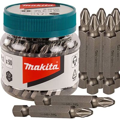 Makita Bote de 50 puntas phillips a granel ph2 x 50 mm Makita Bote de 50 puntas phillips a granel ph2 x 50 mm