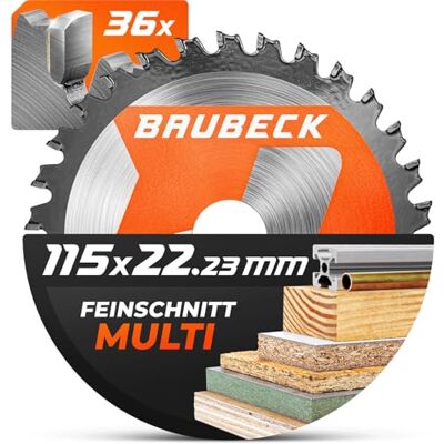 BAUBECK Disco in legno flessibile da 115 mm, 36T, 1,9 mm, taglio in legno, alluminio e metallo, lama per smerigliatrice angolare 115, lama 115 mm per smerigliatrice angolare BAUBECK Disco in legno flessibile da 115 mm, 36T, 1,9 mm, taglio in legno, alluminio e metallo, lama per smerigliatrice angolare 115, lama 115 mm per smerigliatrice angolare