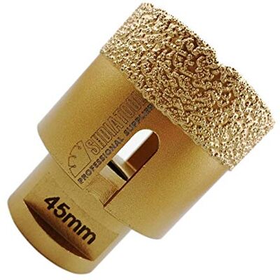 SHDIATOOL Punte diamantate 45mm brasate sotto vuoto e trépans con filettatura M14 per foratura a secco in porcellana, piastrelle, granito, marmo SHDIATOOL Punte diamantate 45mm brasate sotto vuoto e trépans con filettatura M14 per foratura a secco in porcellana, piastrelle, granito, marmo