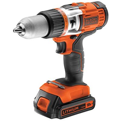 Black & Decker -QW Trapano Avvitatore a Percussione, 18 V, al Litio, in Valigetta Black & Decker -QW Trapano Avvitatore a Percussione, 18 V, al Litio, in Valigetta