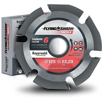 Bayerwald Werkzeuge Bayerwald Flying Shark Ø125 mm (6 denti) Lama per smerigliatrice angolare (Flex, Bosch ecc.) – Disco di fresatura per intagliare e saltare – perfetto disco da taglio Bayerwald Werkzeuge Bayerwald Flying Shark Ø125 mm (6 denti) Lama per smerigliatrice angolare (Flex, Bosch ecc.) – Disco di fresatura per intagliare e saltare – perfetto disco da taglio
