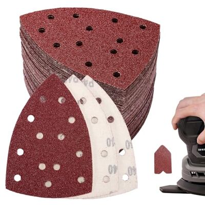 LitartPRO 60 fogli per levigatrice a palmo, 6 x 40/60/80/100/120, 13 fori con gancio e anello, adatti per levigatrice Ryobi SPS20A EPS80RS LitartPRO 60 fogli per levigatrice a palmo, 6 x 40/60/80/100/120, 13 fori con gancio e anello, adatti per levigatrice Ryobi SPS20A EPS80RS