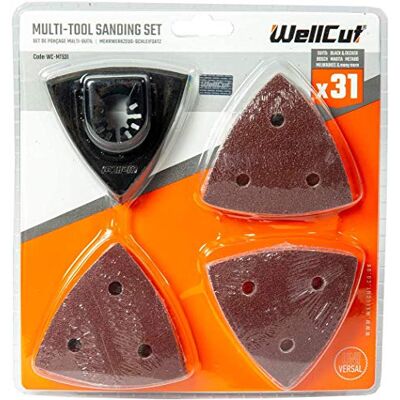 WELLCUT Set di 31 utensili multiuso per levigatura, adatto per legno WELLCUT Set di 31 utensili multiuso per levigatura, adatto per legno