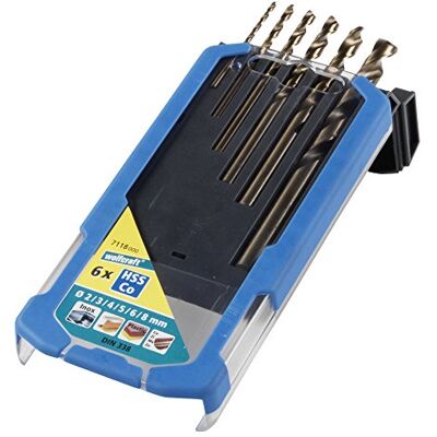 wolfcraft Set di punte in metallo HSS Co da 6 pezzi, wolfcraft Set di punte in metallo HSS Co da 6 pezzi,