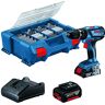 Bosch 18V System Trapano-avvit. a perc. a batt. GSB 18V-28 (Incl. 1 batt. 2,0 Ah, 1 batt. 4,0 Ah, caricabatt. GAL 18V-20, L-Case Pick&Click e set accessori 100 pz) Amazon Exclusive Set