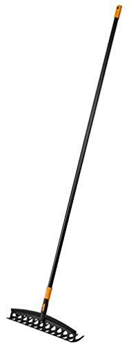 Fiskars Rastrello Universale da Giardino con 12 curvi, Larghezza: 41 cm, Denti in Acciaio temprato/Manico in Alluminio, Nero/Arancione, Solid,