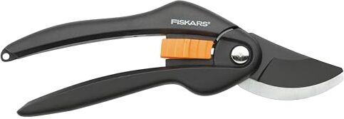 Fiskars Forbici da potatura Bypass, Cesoie, Lame in Acciaio con Rivestimento Antiaderente, Lunghezza: 20 cm, Diametro di Taglio: 2,2 cm, Nero/Arancione, SingleStep, P26,